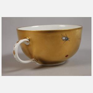 Meissen Goldfondtasse mit Unterschale Punktzeit