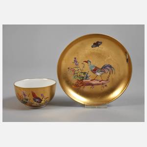 Meissen Goldfondtasse mit Unterschale Punktzeit
