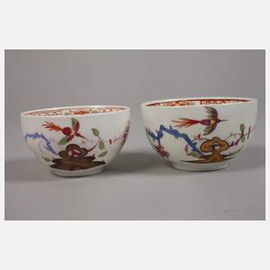 Meissen zwei Tassen und Unterschale Kakiemondekor