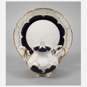 Meissen Teekanne und Kuchenplatte "B-Form"