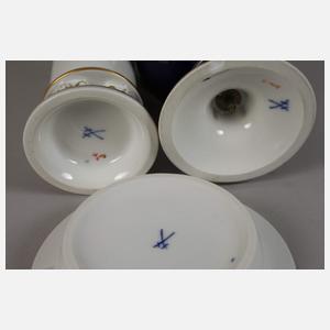 Meissen Konvolut Blumenmalerei mit Blaufond