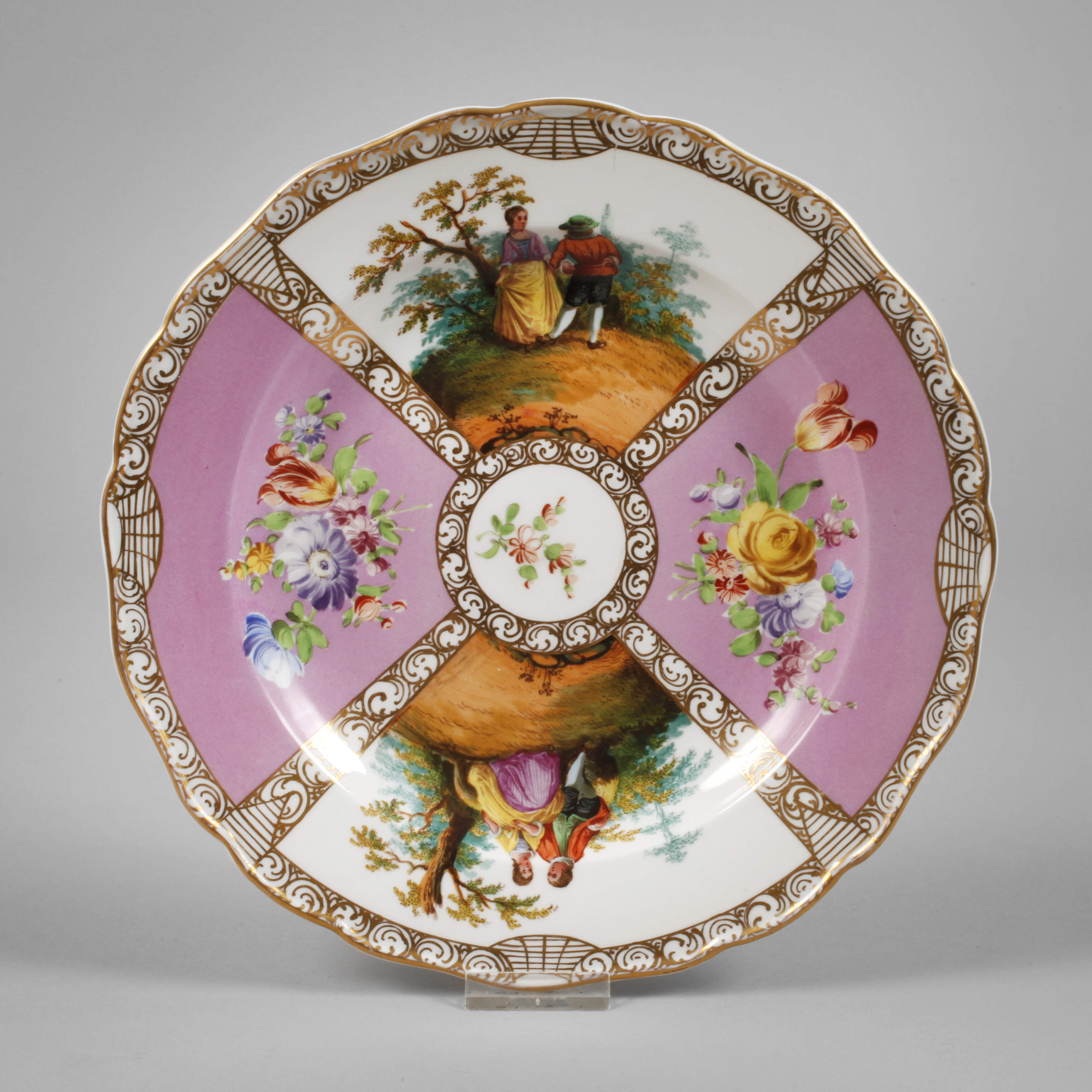 Meissen Prunkteller Watteaumalerei