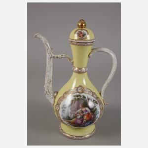 Meissen ungewöhnliche Prunkkanne Figurenmalerei