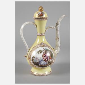 Meissen ungewöhnliche Prunkkanne Figurenmalerei