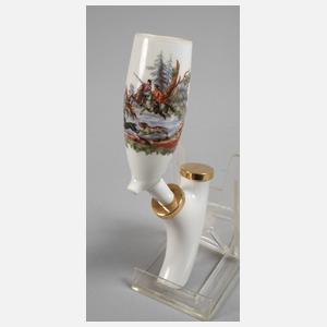 Meissen Pfeife Hirschhatzdekor und Goldmontur