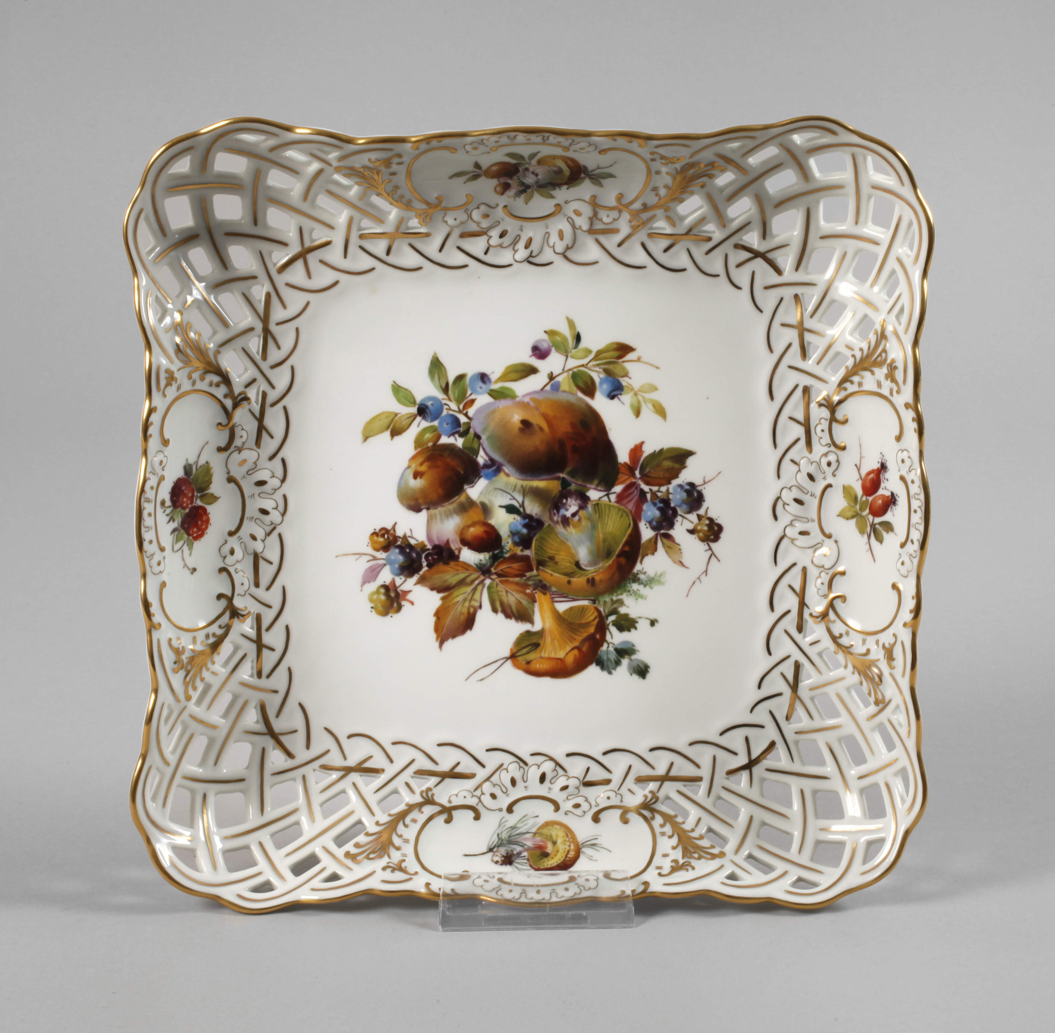 Meissen Durchbruchschale Pilzdekor