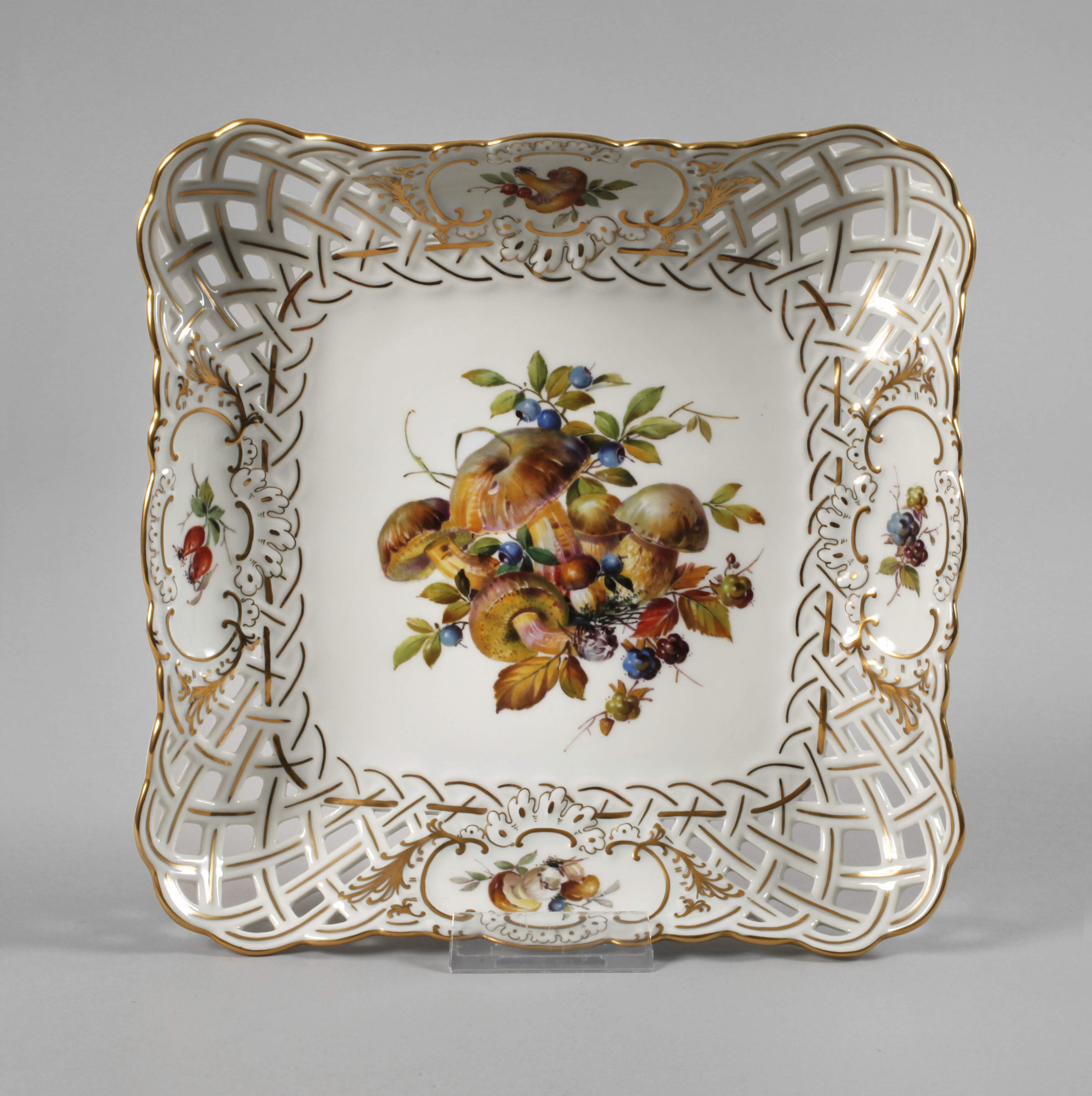 Meissen Durchbruchschale Pilzdekor