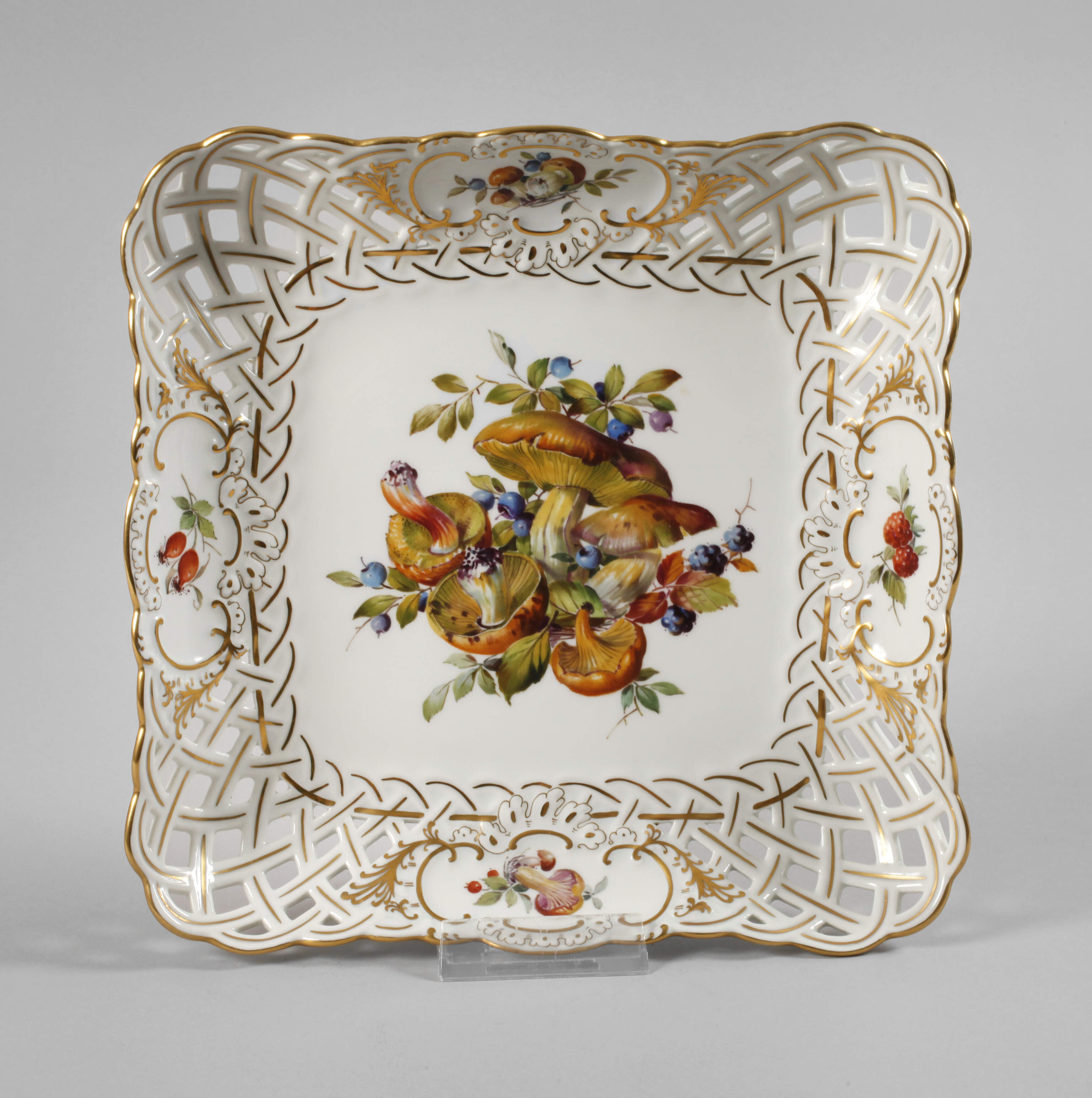 Meissen Durchbruchschale Pilzdekor