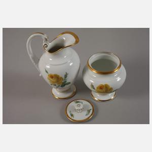 Meissen Kaffeeservice "Schwanenhals/Gelbe Rose"