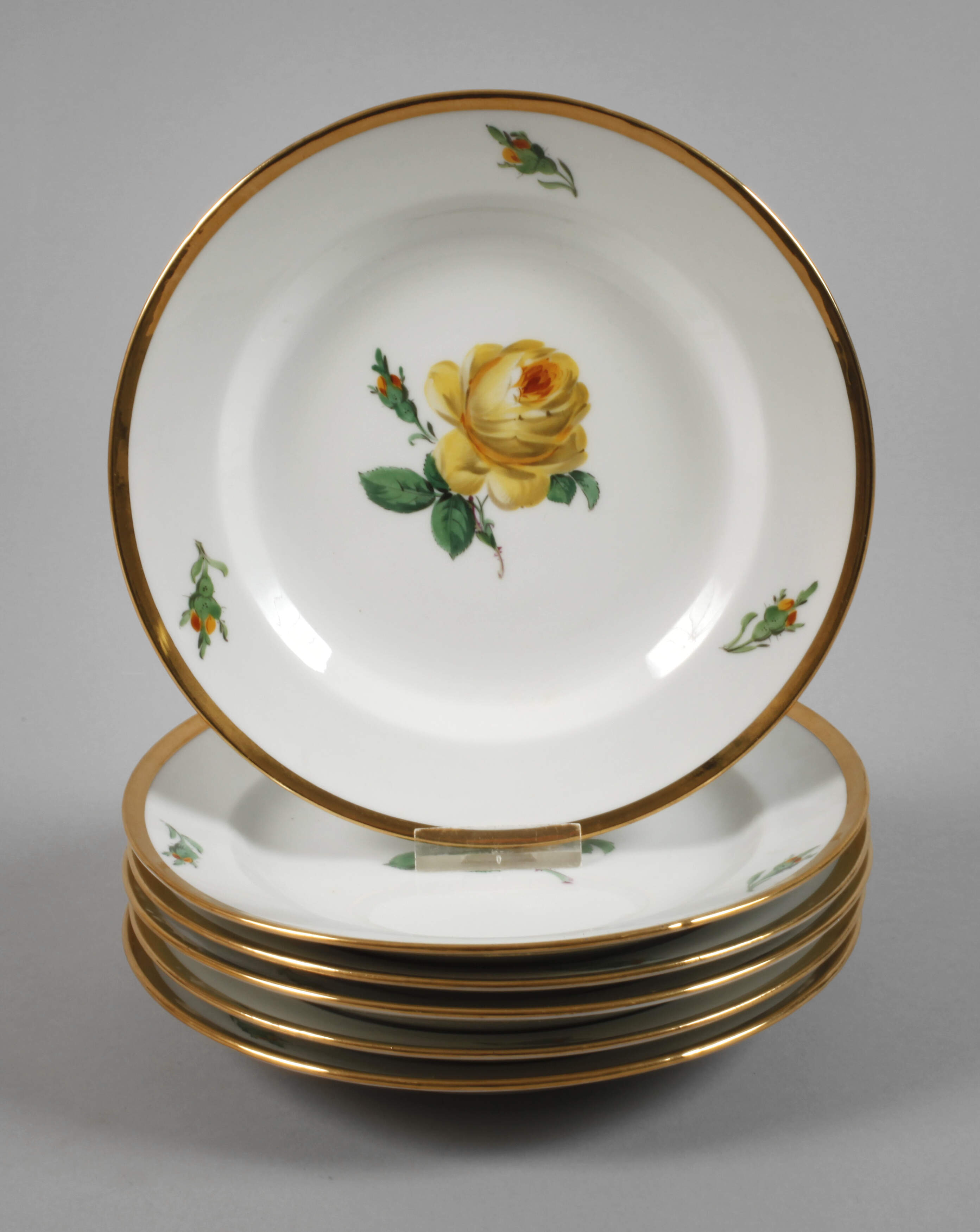 Meissen sechs Kuchenteller "Gelbe Rose"