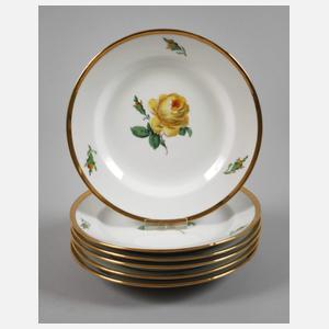 Meissen sechs Kuchenteller "Gelbe Rose"