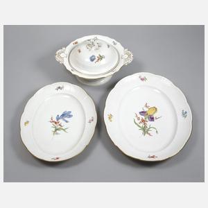 Meissen zwei große Platten und Terrine "Blume 2"