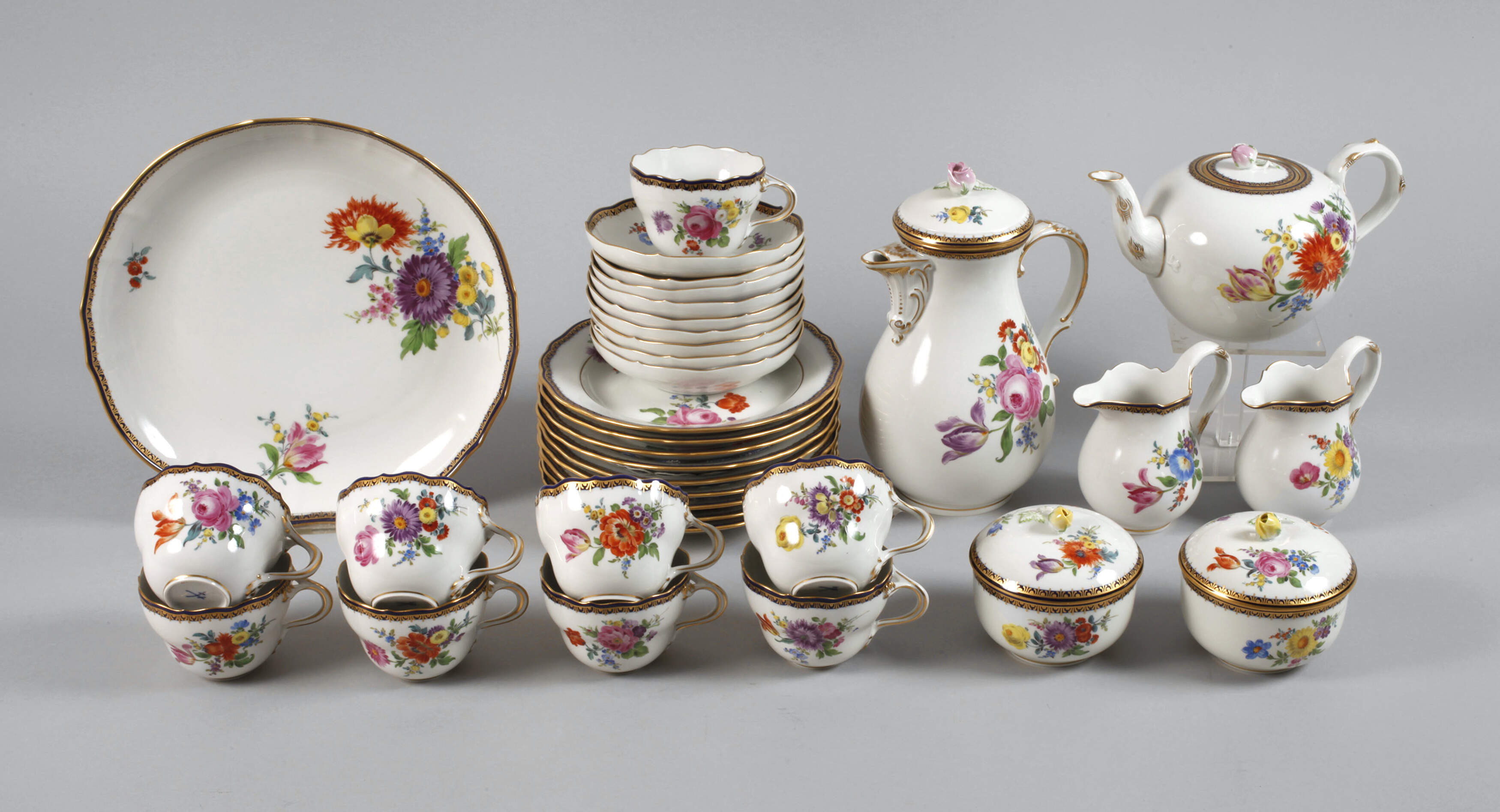 Meissen Kaffee-/Teeservice "Blumenbukett/Blaureif"