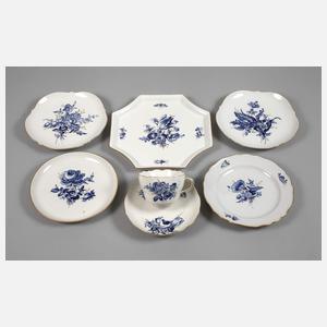 Meissen Konvolut "Blaue Blume mit Goldgräsern"
