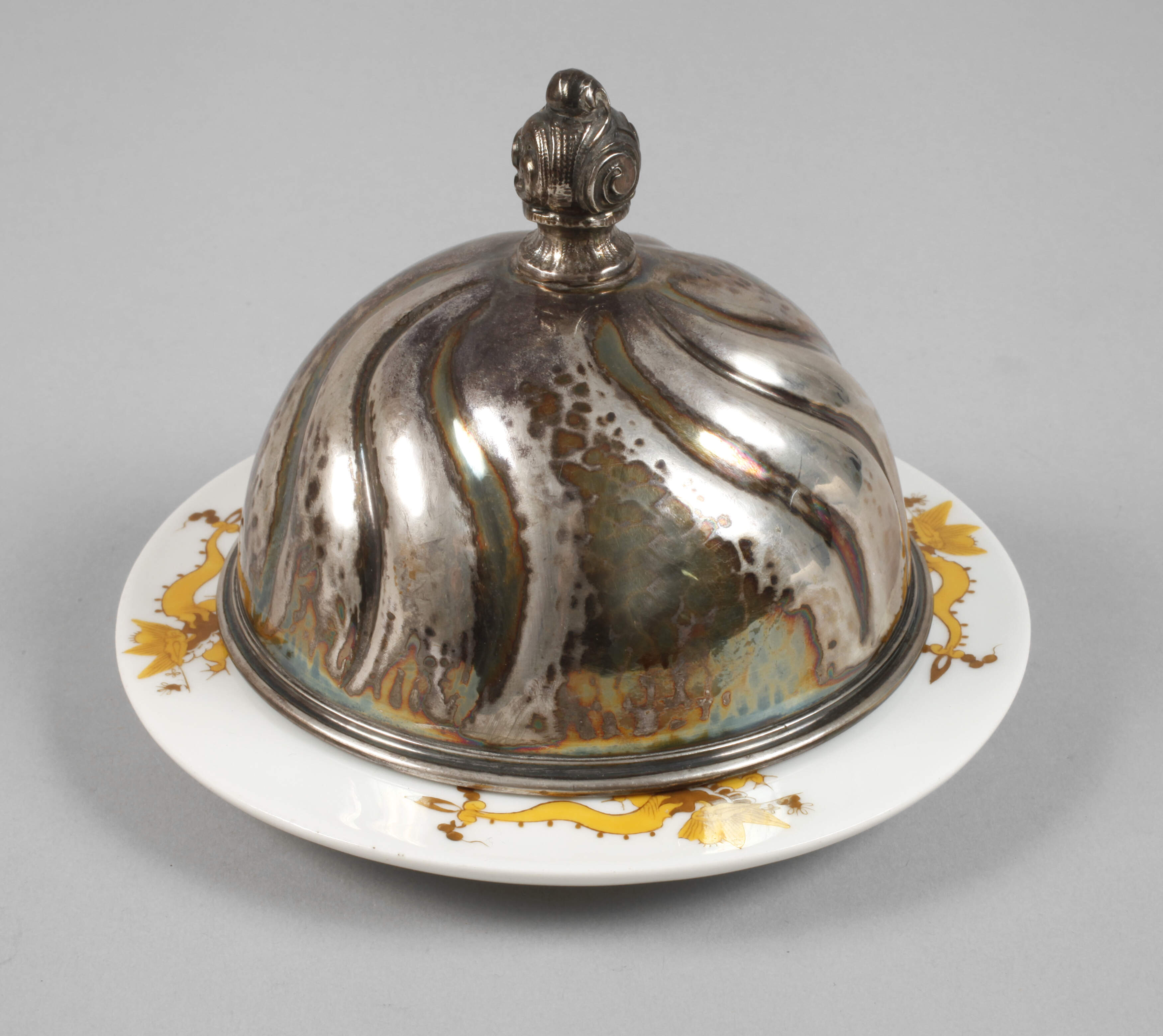 Meissen kleine Butterdose mit Silberdeckel