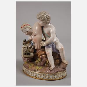 Meissen "Zwei Kinder mit Vogelbauer"