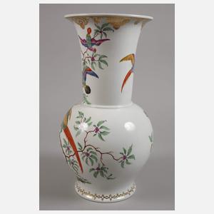 Nymphenburg große Balustervase Vogelmalerei