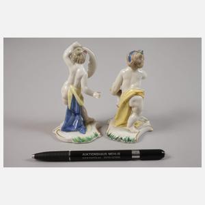 Nymphenburg zwei Putten als "Flora" und "Luna"