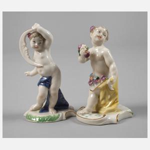 Nymphenburg zwei Putten als "Flora" und "Luna"