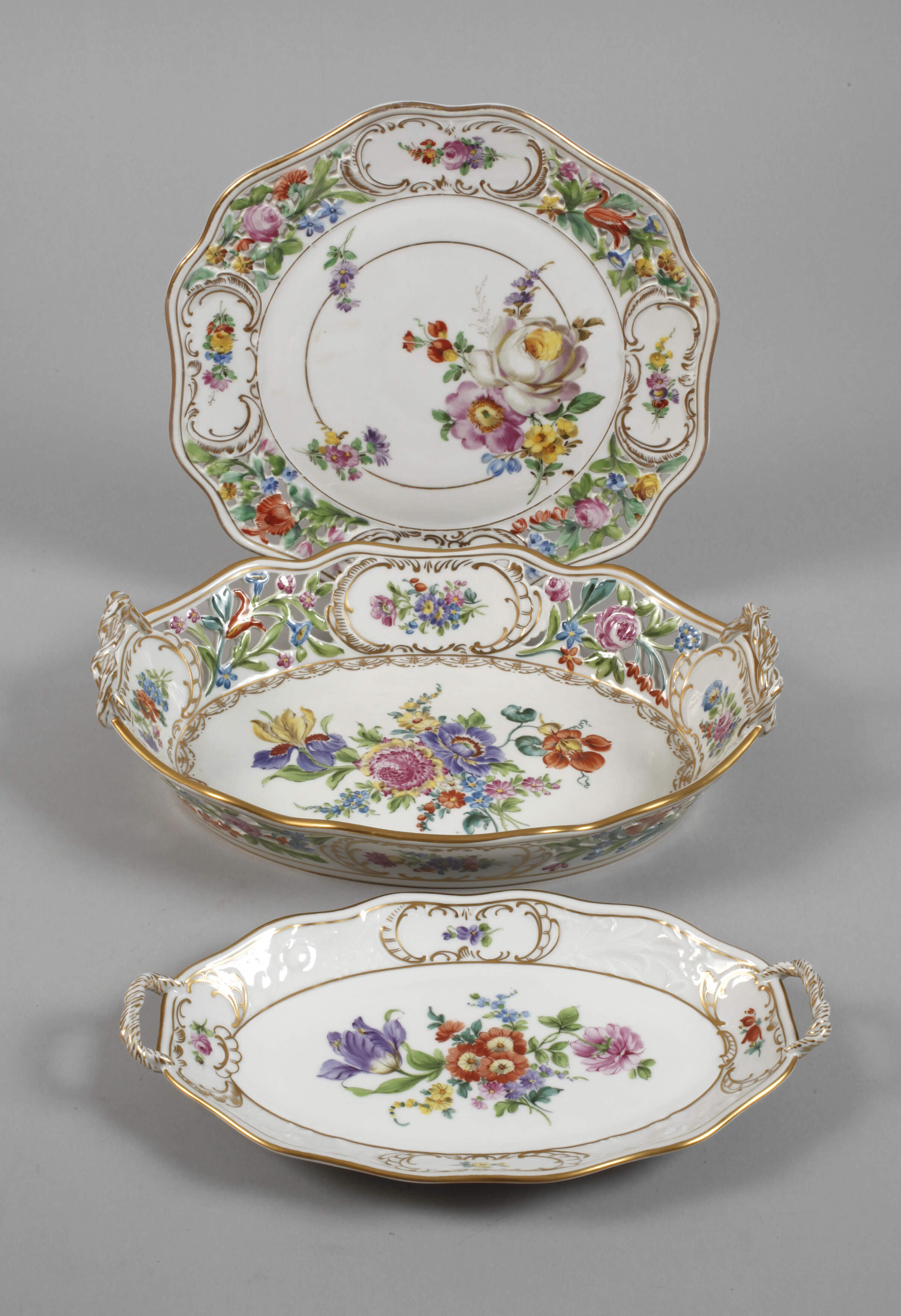 Potschappel zwei Prunkschalen und Platte