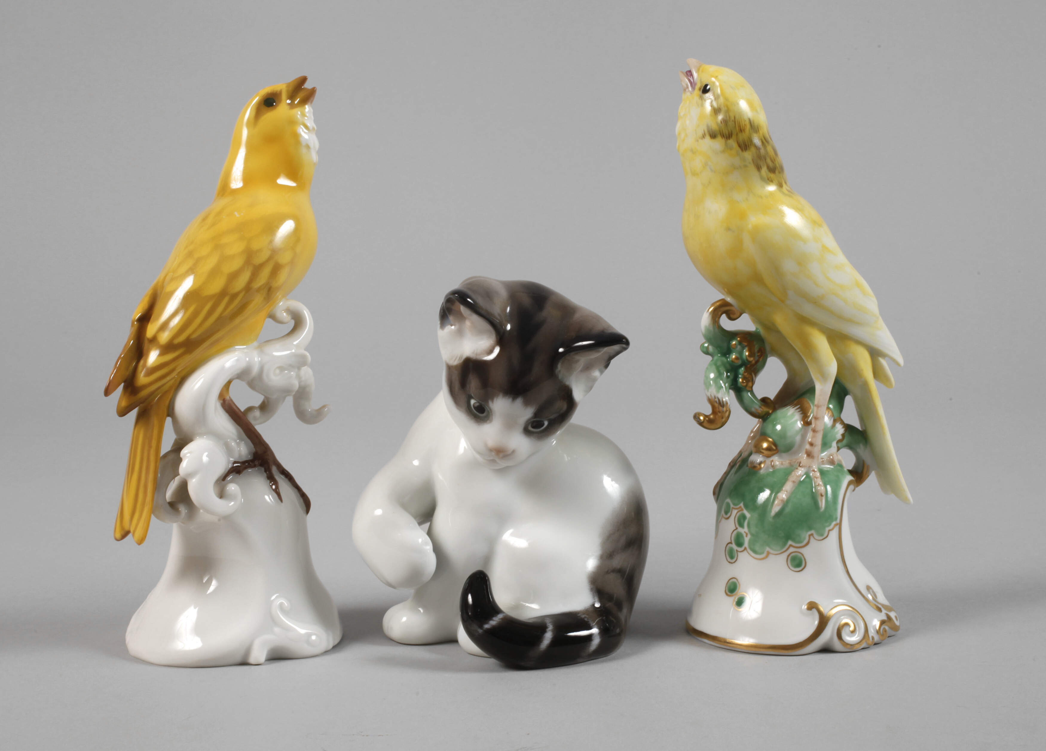 Rosenthal Paar Kanarienvögel und "Sitzende Katze"
