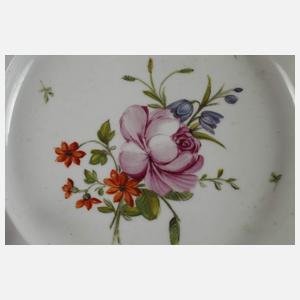 Tettau sechs Speiseteller Blumenmalerei