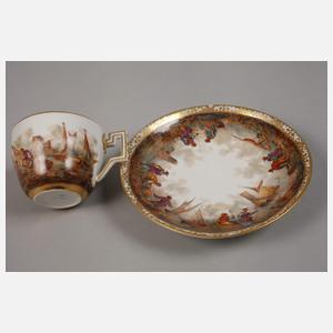 Prunkvolle Mokkatasse Fischerszene