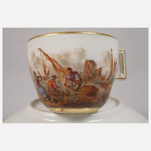 Prunkvolle Mokkatasse Fischerszene