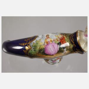 Stockgriff mit Frauenkopf und Watteauszene