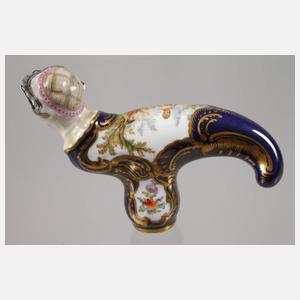 Stockgriff mit Frauenkopf und Watteauszene