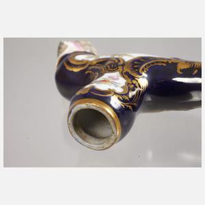 Stockgriff mit Frauenkopf und Watteauszene