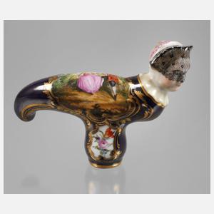 Stockgriff mit Frauenkopf und Watteauszene