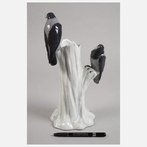 Heubach Lichte Baumstammvase mit Dohlen