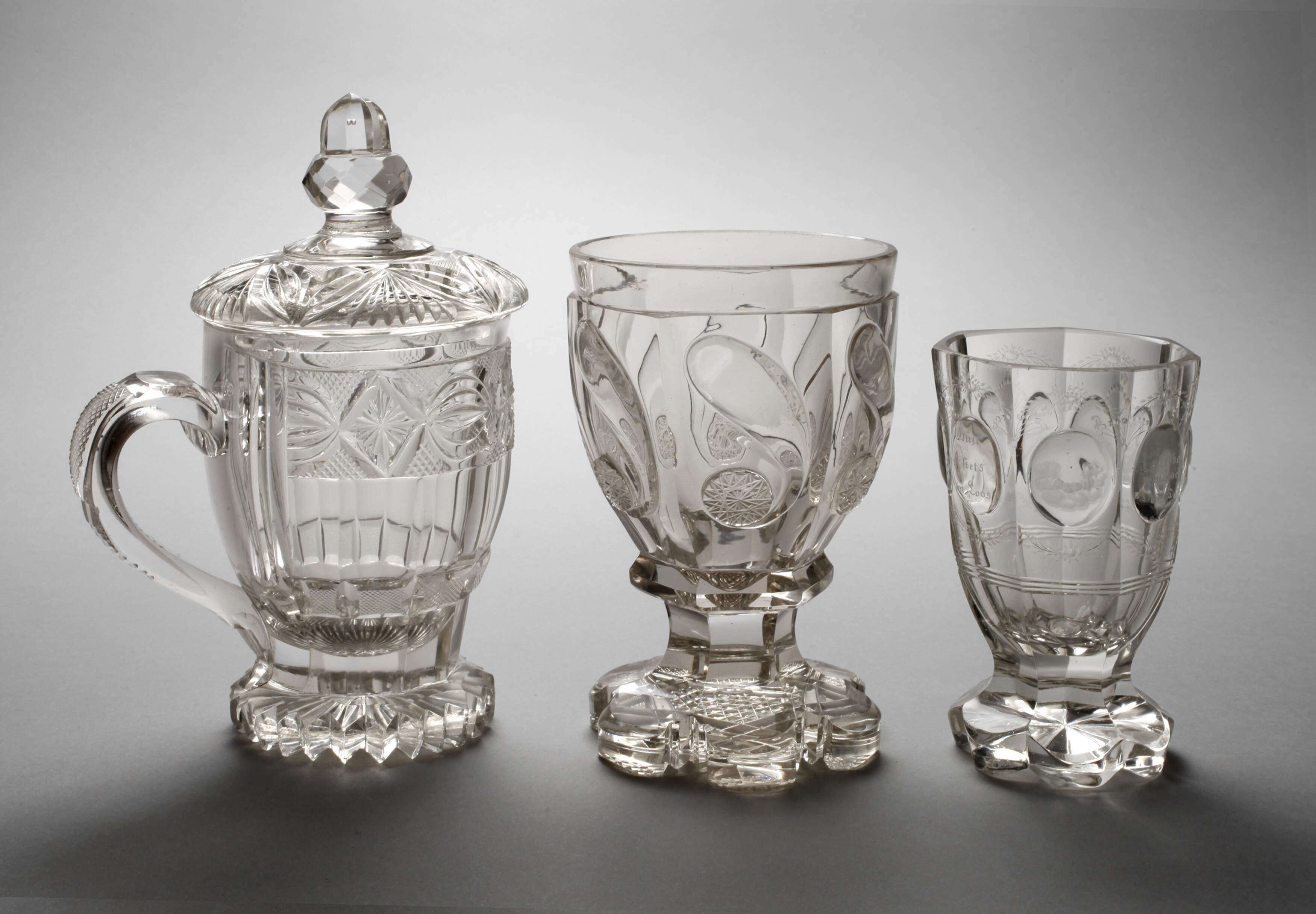 Drei Fußbecher Biedermeier