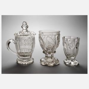 Drei Fußbecher Biedermeier