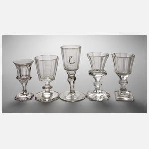 Fünf Schnapsgläser Biedermeier