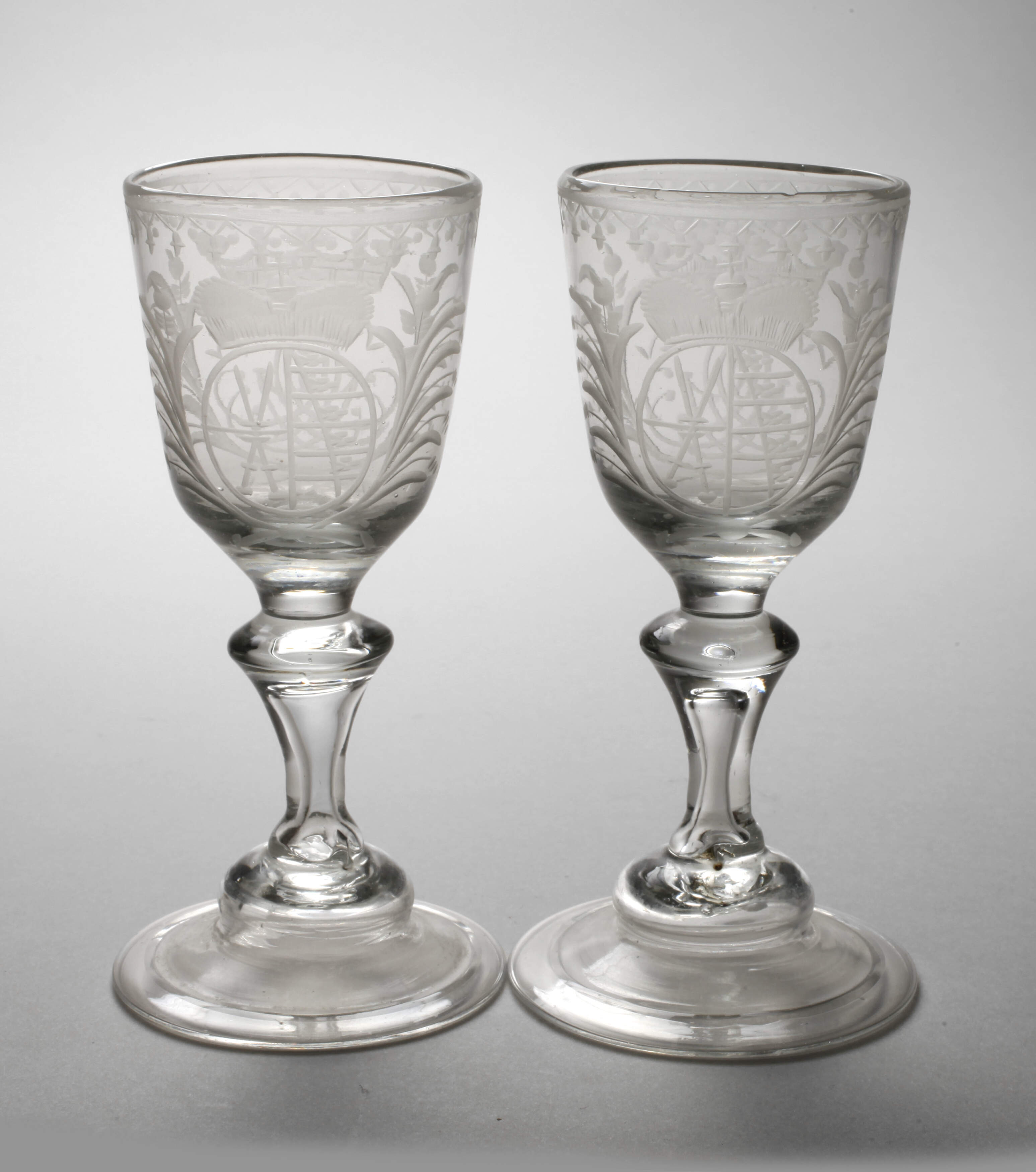 Zwei barocke Trinkgläser mit Sachsenwappen