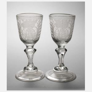 Zwei barocke Trinkgläser mit Sachsenwappen