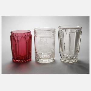 Drei Bechergläser Biedermeier