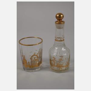 Konvolut Gläser mit Goldmalerei