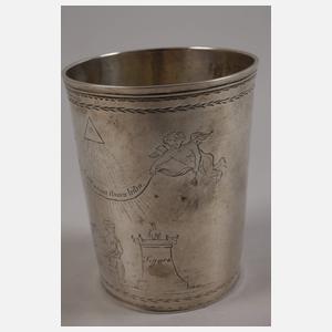 Augsburg Silberbecher mit Freimaurermotiv