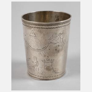 Augsburg Silberbecher mit Freimaurermotiv