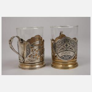 Silber vier Teeglashalter Russland