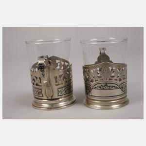 Silber vier Teeglashalter Russland