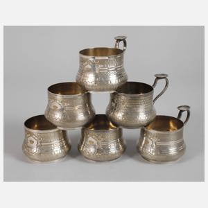 Sechs Teeglashalter aus Adelsbesitz