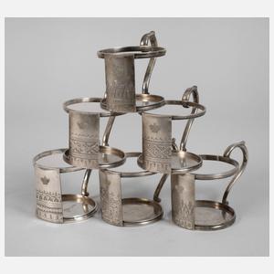 Sechs Teeglashalter aus Adelsbesitz