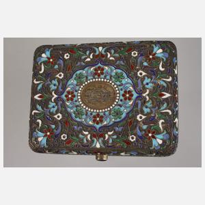 Silber Zigarrenetui Cloisonnétechnik Russland