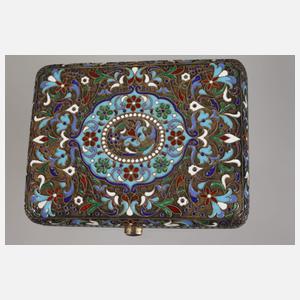 Silber Zigarrenetui Cloisonnétechnik Russland