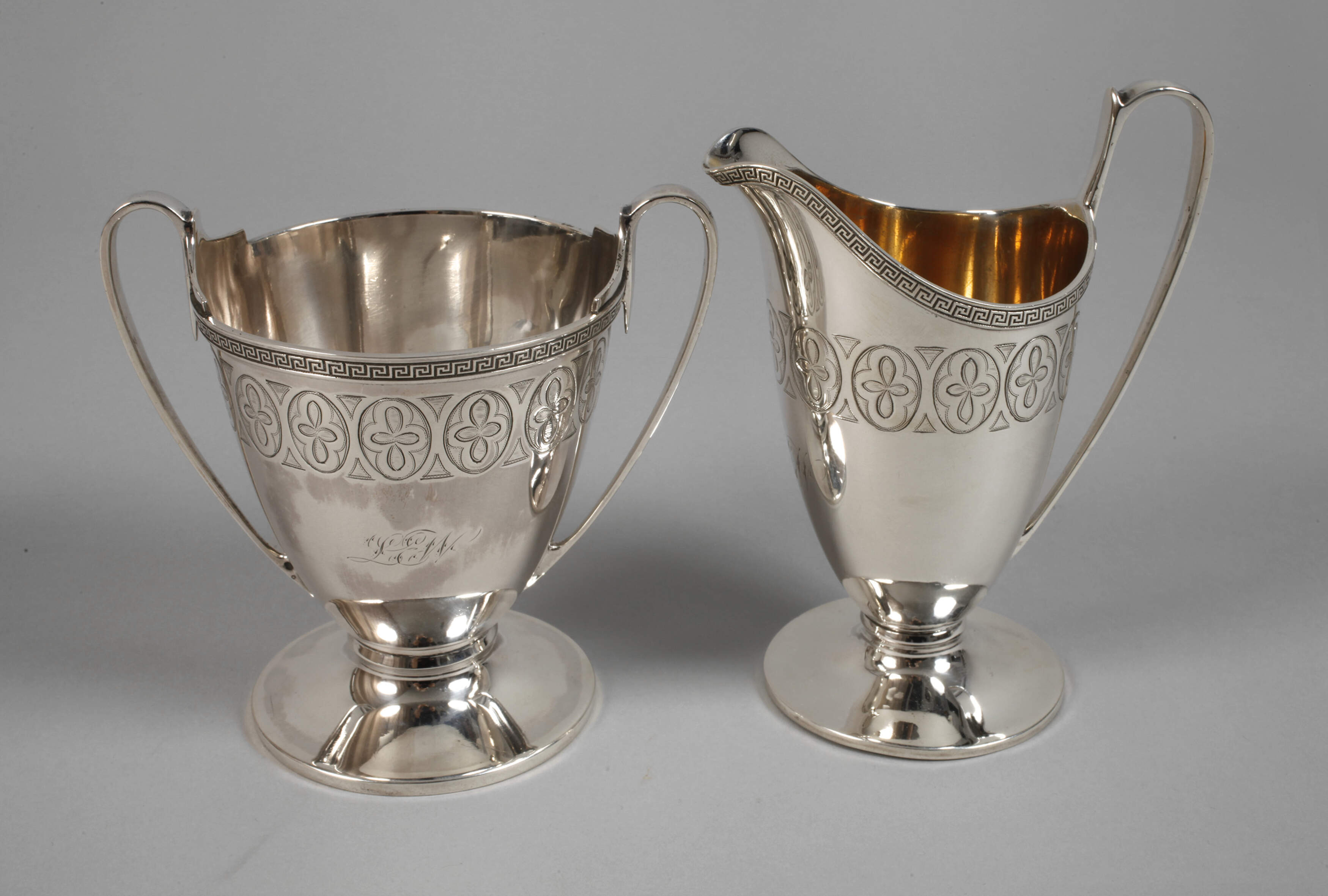 Silber Zucker-/Sahneset