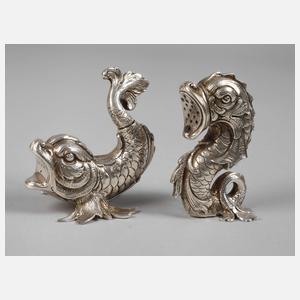 Paar figürliche Salzstreuer im Barockstil